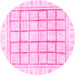 Round Machine Washable Abstract Pink Modern Rug, wshabs3477pnk