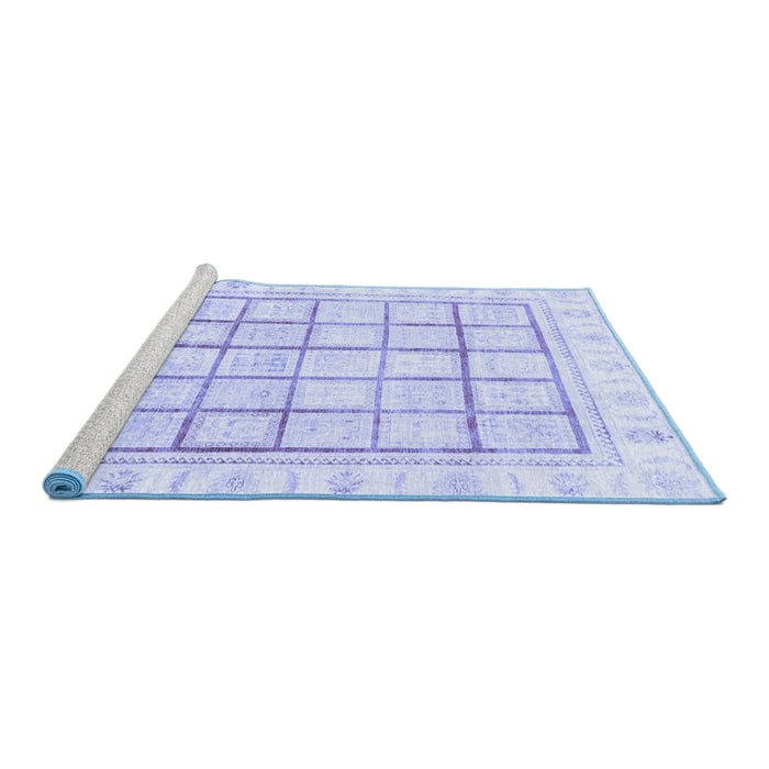 Sideview of Machine Washable Abstract Blue Modern Rug, wshabs3477blu