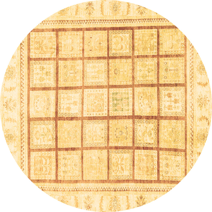 Round Abstract Brown Modern Rug, abs3477brn