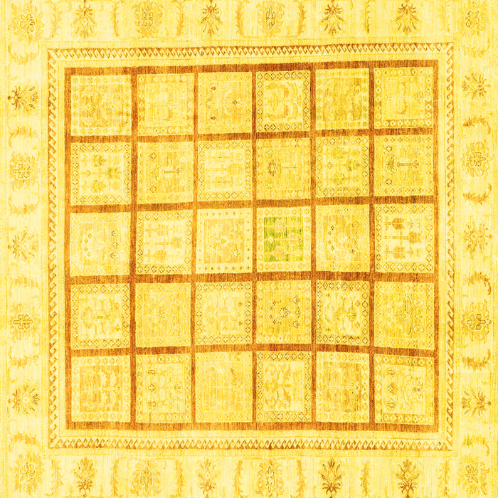 Square Machine Washable Abstract Yellow Modern Rug, wshabs3477yw