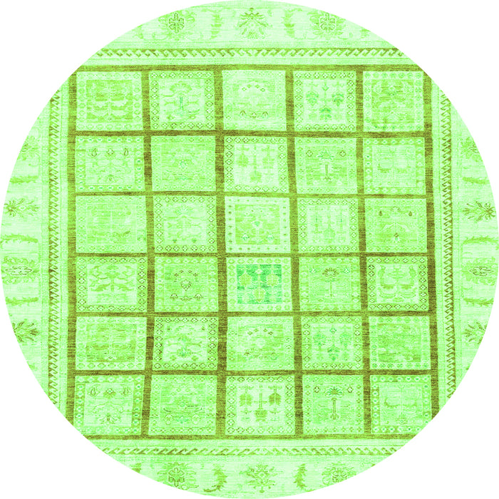 Round Abstract Green Modern Rug, abs3477grn