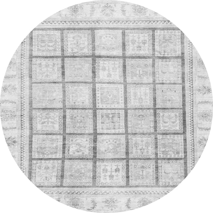 Round Abstract Gray Modern Rug, abs3477gry
