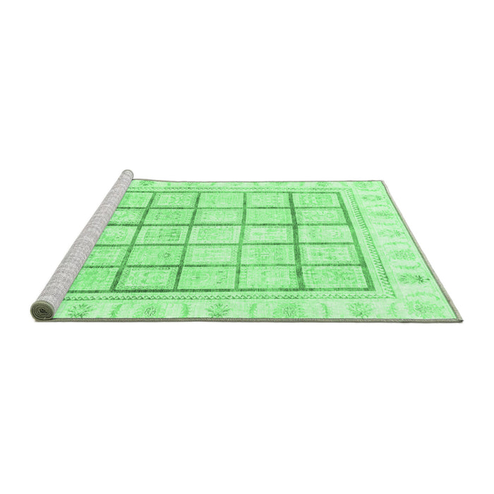 Sideview of Machine Washable Abstract Emerald Green Modern Area Rugs, wshabs3477emgrn