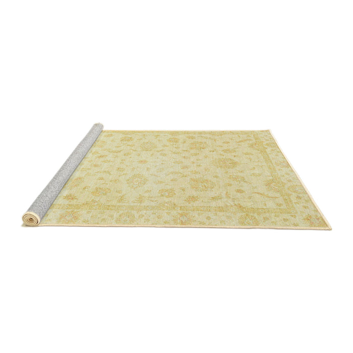 Sideview of Machine Washable Abstract Mustard Yellow Rug, wshabs3478