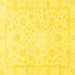 Square Machine Washable Oriental Yellow Traditional Rug, wshabs3478yw