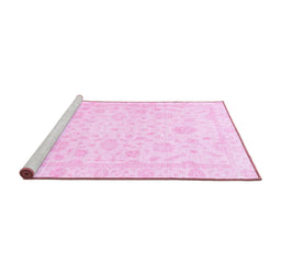 Sideview of Machine Washable Oriental Pink Traditional Rug, wshabs3478pnk
