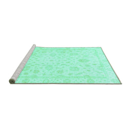 Sideview of Machine Washable Oriental Turquoise Traditional Area Rugs, wshabs3478turq