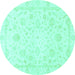 Round Oriental Turquoise Traditional Rug, abs3478turq