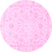 Round Oriental Pink Traditional Rug, abs3478pnk
