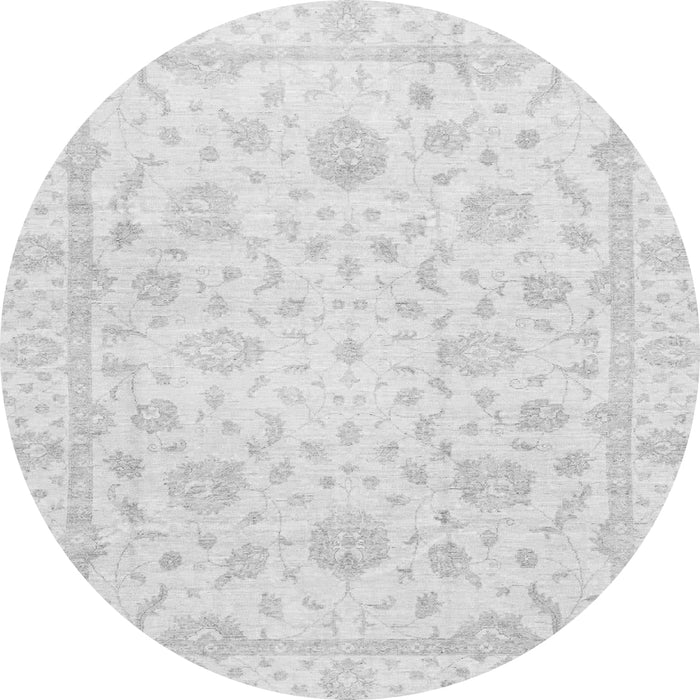Round Machine Washable Oriental Gray Traditional Rug, wshabs3478gry