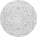 Round Machine Washable Oriental Gray Traditional Rug, wshabs3478gry