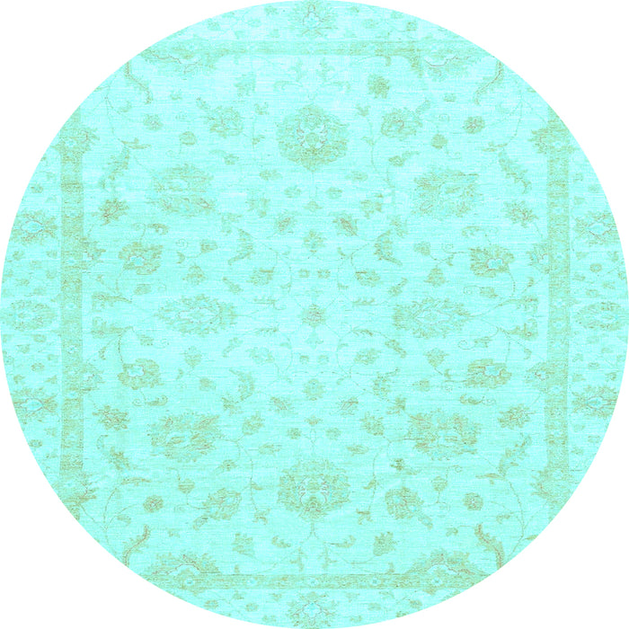 Round Oriental Light Blue Traditional Rug, abs3478lblu