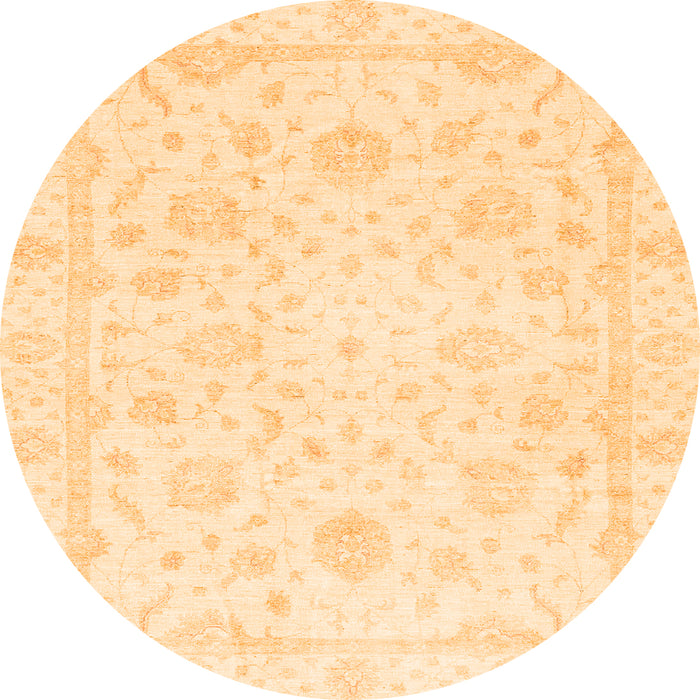 Round Machine Washable Oriental Orange Traditional Area Rugs, wshabs3478org