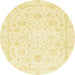 Round Machine Washable Abstract Mustard Yellow Rug, wshabs3478