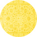 Round Oriental Yellow Traditional Rug, abs3478yw