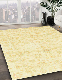 Abstract Sun Yellow Oriental Rug in Family Room, abs3479