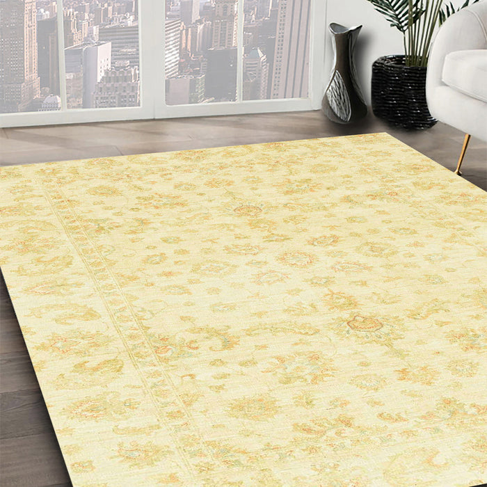 Machine Washable Abstract Sun Yellow Rug in a Family Room, wshabs3479