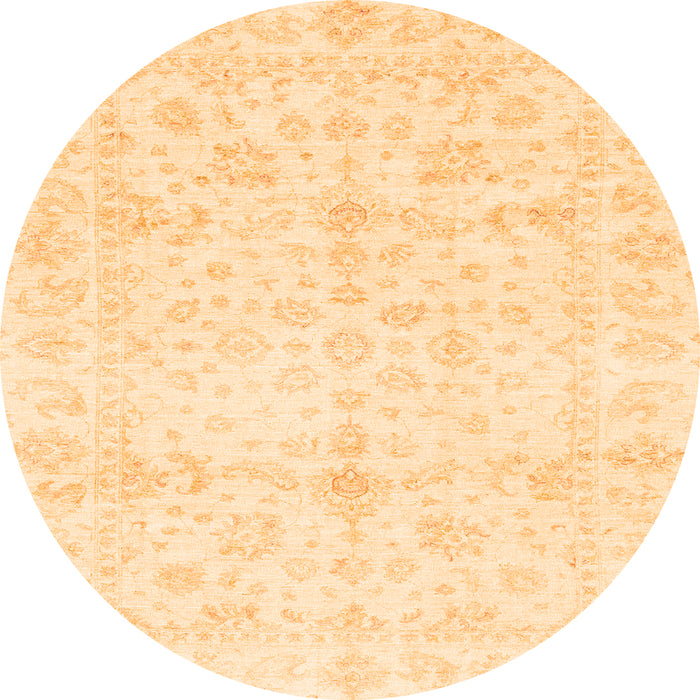Round Machine Washable Oriental Orange Traditional Area Rugs, wshabs3479org