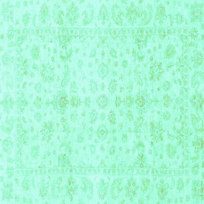 Square Machine Washable Oriental Turquoise Traditional Area Rugs, wshabs3479turq
