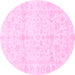 Round Oriental Pink Traditional Rug, abs3479pnk