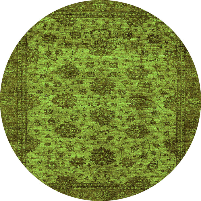 Round Abstract Green Modern Rug, abs347grn