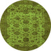 Round Abstract Green Modern Rug, abs347grn