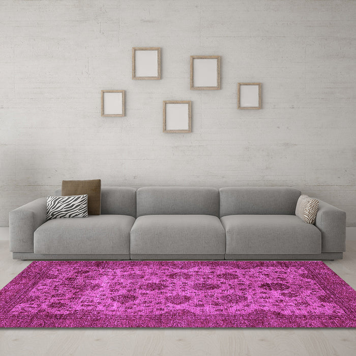 Machine Washable Abstract Purple Modern Area Rugs in a Living Room, wshabs347pur