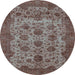 Round Abstract Light Blue Modern Rug, abs347lblu