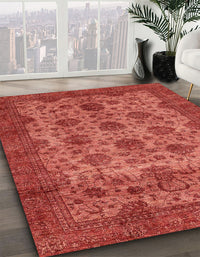 Abstract Red Modern Rug, abs347