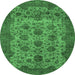 Round Abstract Emerald Green Modern Rug, abs347emgrn