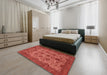 Abstract Red Modern Rug in a Bedroom, abs347