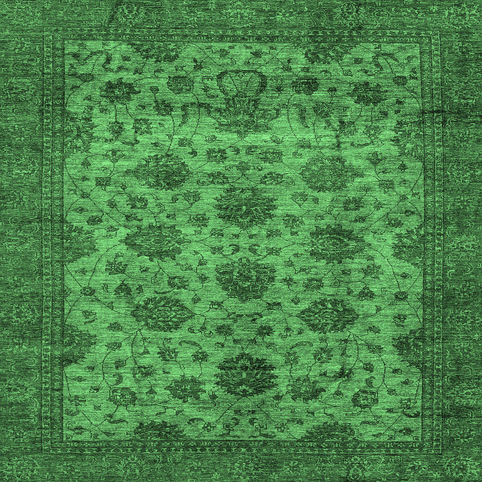 Square Abstract Emerald Green Modern Rug, abs347emgrn