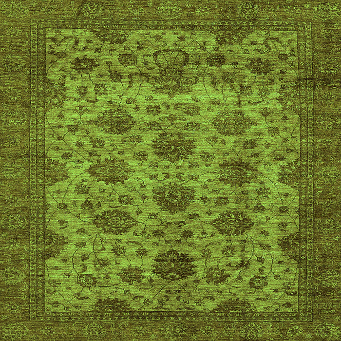 Square Machine Washable Abstract Green Modern Area Rugs, wshabs347grn