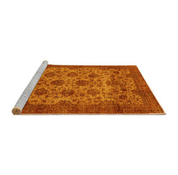 Sideview of Machine Washable Abstract Yellow Modern Rug, wshabs347yw