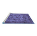 Sideview of Machine Washable Abstract Blue Modern Rug, wshabs347blu