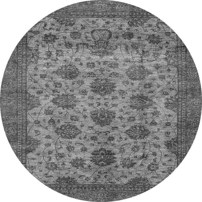 Round Machine Washable Abstract Gray Modern Rug, wshabs347gry