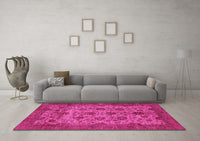 Machine Washable Abstract Pink Modern Rug, wshabs347pnk