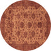 Round Abstract Brown Modern Rug, abs347brn