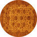 Round Machine Washable Abstract Yellow Modern Rug, wshabs347yw