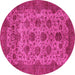 Round Abstract Pink Modern Rug, abs347pnk