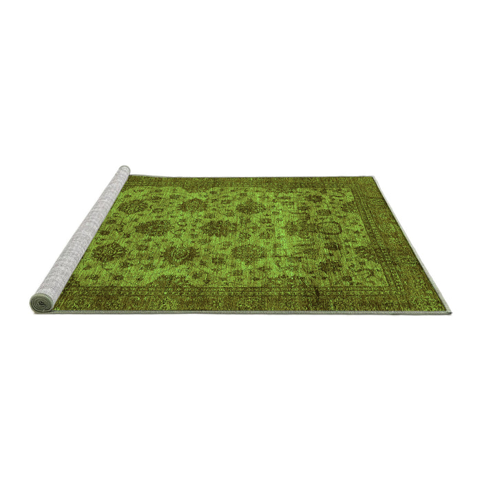 Sideview of Machine Washable Abstract Green Modern Area Rugs, wshabs347grn