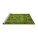 Sideview of Machine Washable Abstract Green Modern Area Rugs, wshabs347grn