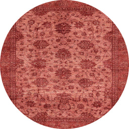 Round Machine Washable Abstract Red Rug, wshabs347