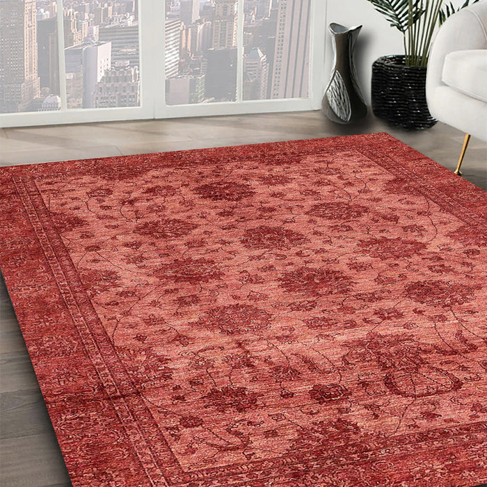 Machine Washable Abstract Red Rug in a Family Room, wshabs347