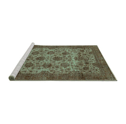 Sideview of Machine Washable Abstract Turquoise Modern Area Rugs, wshabs347turq