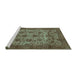 Sideview of Machine Washable Abstract Turquoise Modern Area Rugs, wshabs347turq