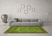 Machine Washable Abstract Green Modern Area Rugs in a Living Room,, wshabs347grn