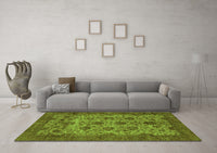 Machine Washable Abstract Green Modern Rug, wshabs347grn