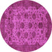 Round Machine Washable Abstract Purple Modern Area Rugs, wshabs347pur