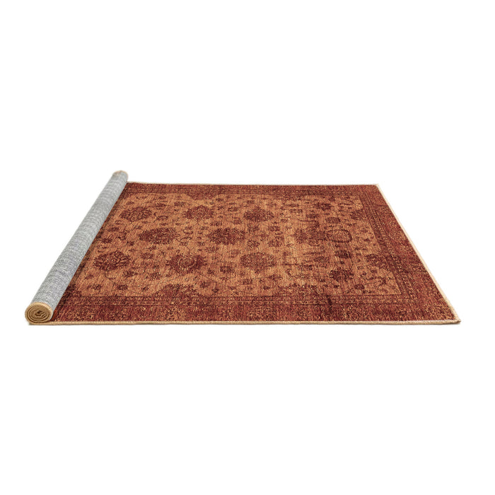 Sideview of Machine Washable Abstract Brown Modern Rug, wshabs347brn